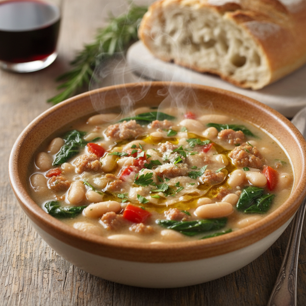 Hearty Tuscan Spinach & White Bean Soup recipe