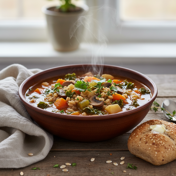 Hearty Vegan Barley and Vegetable Soup recipe