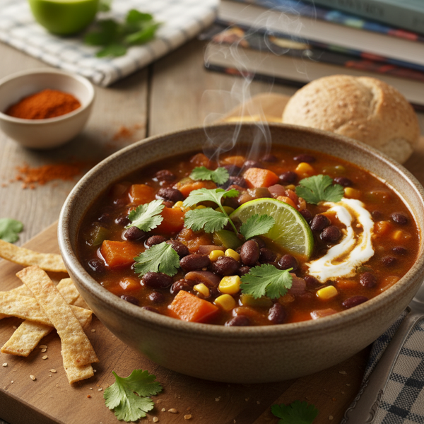Hearty Vegan Black Bean and Veggie Soup with Cilantro recipe