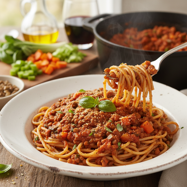 Hearty Vegan Bolognese with Whole Wheat Spaghetti recipe