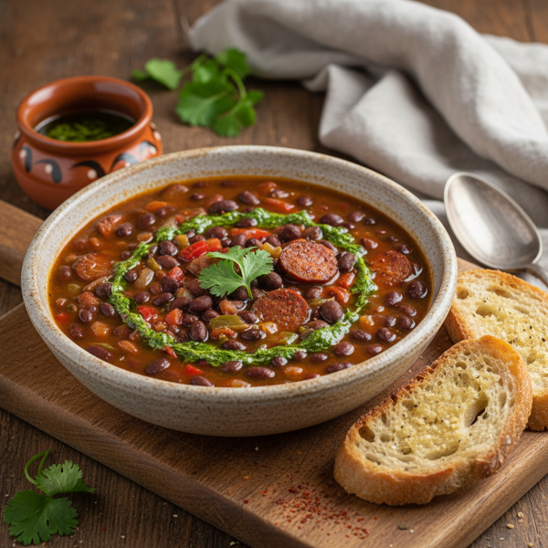 Hearty Vegan Spanish Black Bean Soup recipe