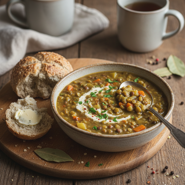 Hearty Vegan Split Pea and Lentil Soup recipe