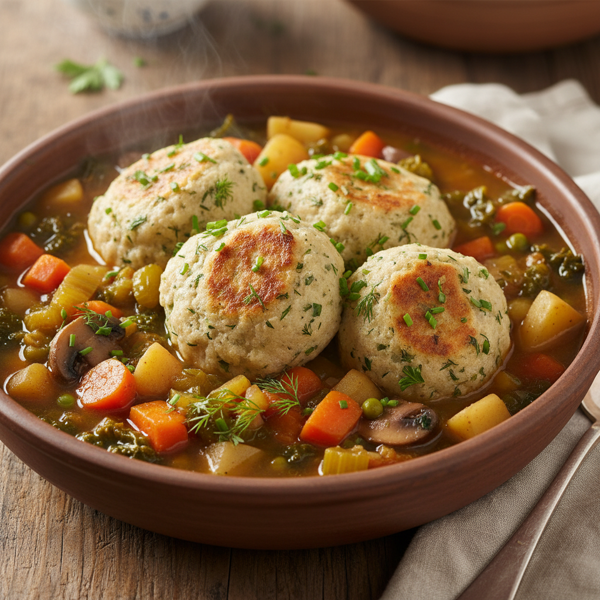 Hearty Vegetable Stew with Fluffy Herb Dumplings recipe