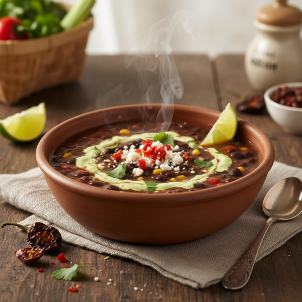Hearty Vegetarian Black Bean Soup with a Kick recipe