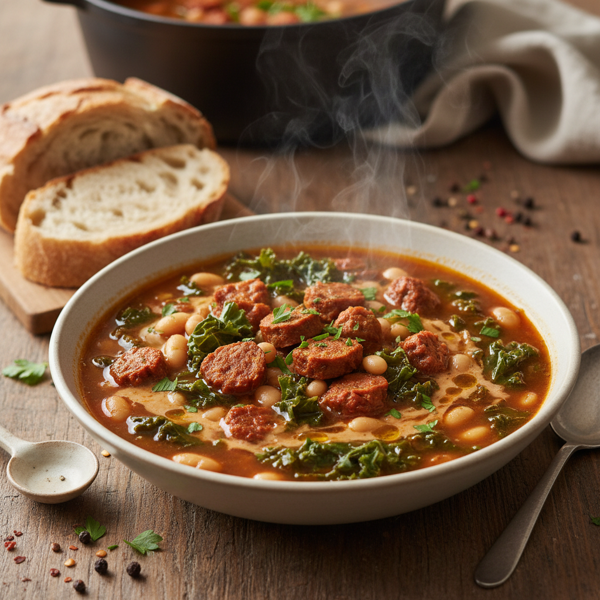 Hearty Vegetarian Kale & Chorizo Soup recipe