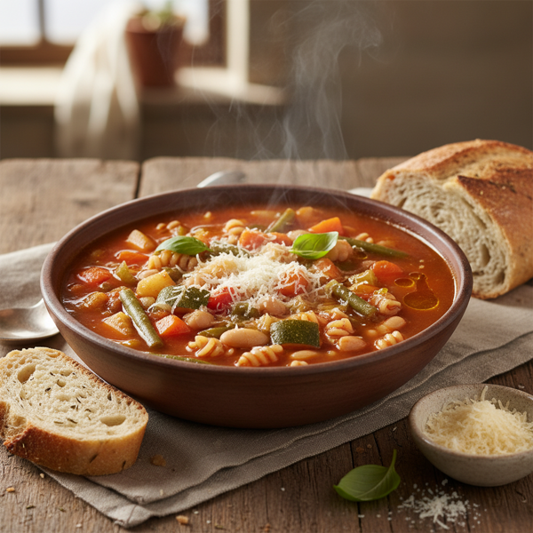 Hearty Vegetarian Minestrone with Parmesan recipe