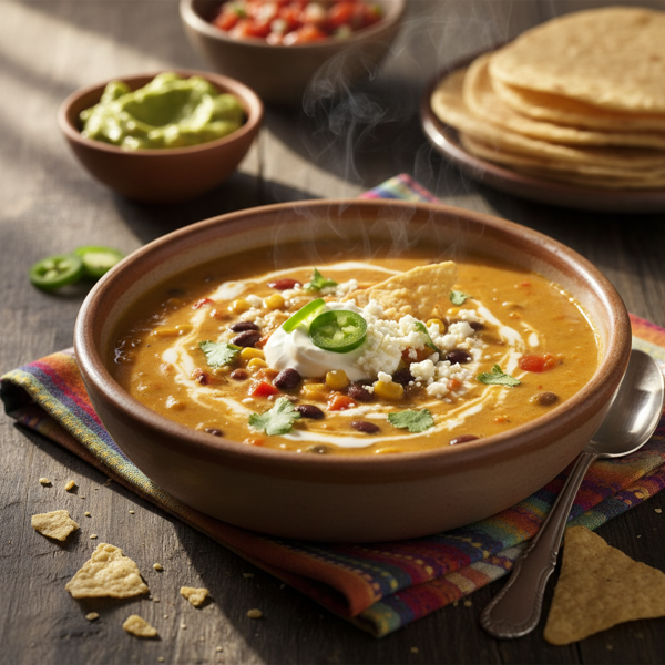 Hearty Vegetarian Queso Fiesta Soup recipe