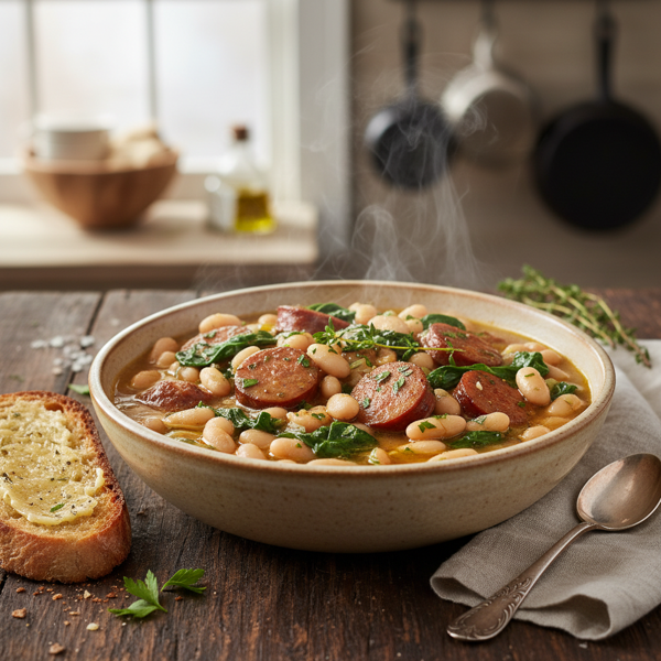 Hearty White Bean, Spinach & Sausage Stew recipe