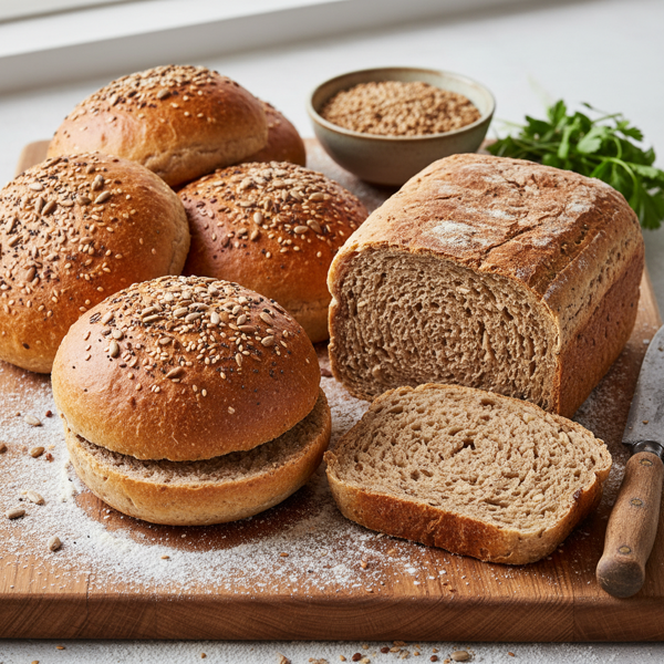 Hearty Whole Grain Gluten-Free Hamburger Buns & Bread recipe