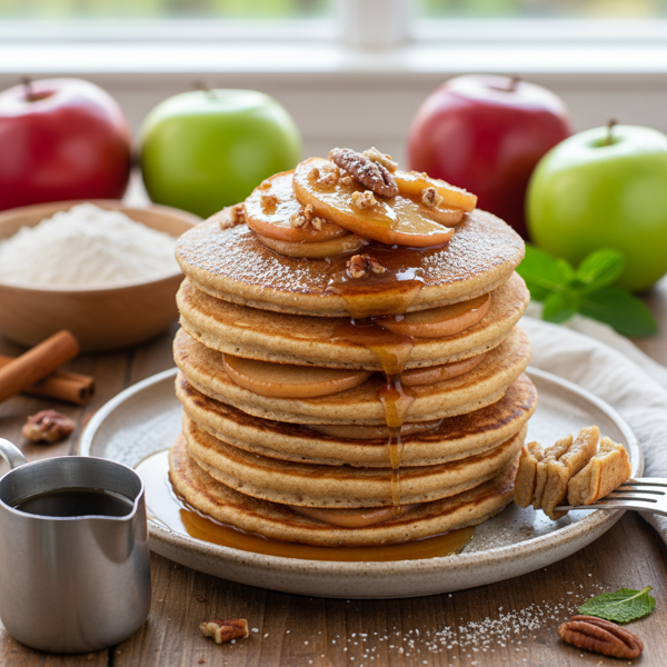 Hearty Whole Wheat Cinnamon Apple Pancakes recipe