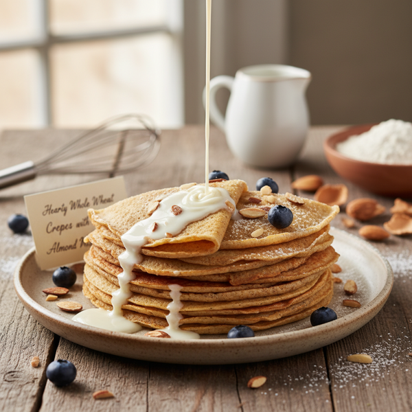 Hearty Whole Wheat Crepes with Almond Milk recipe