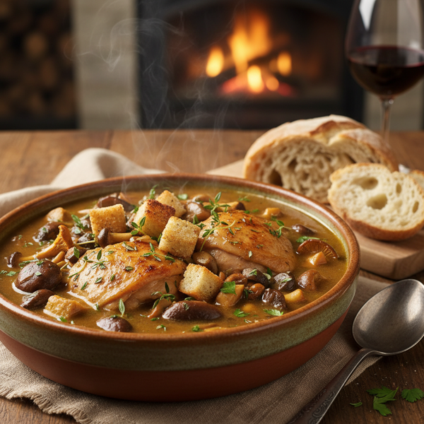 Hearty Wild Mushroom and Chicken Stew recipe