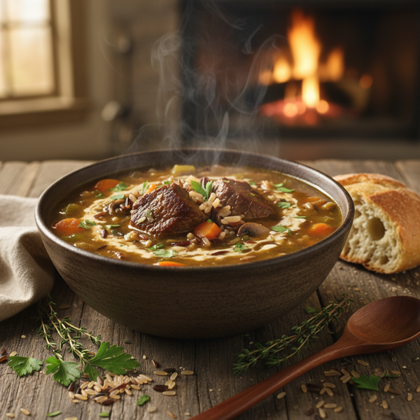 Hearty Wild Rice and Beef Soup recipe
