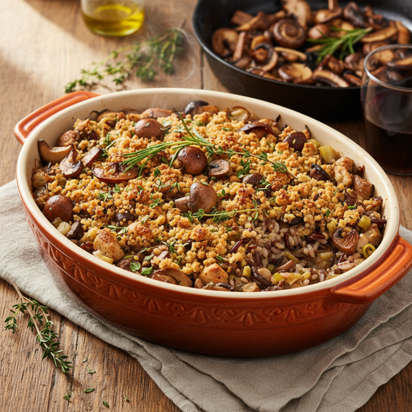 Hearty Wild Rice and Mushroom Casserole recipe
