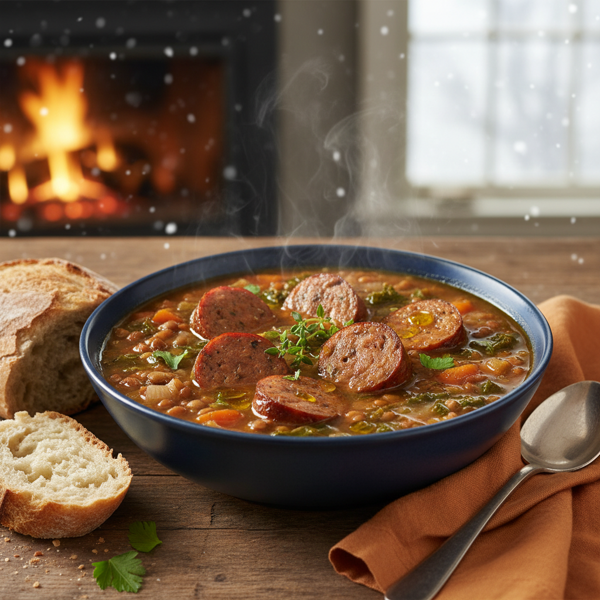 Hearty Winter Sausage & Lentil Soup recipe