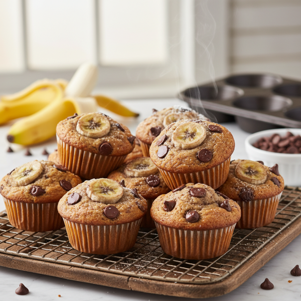 Heavenly Banana Chocolate Chip Muffins recipe