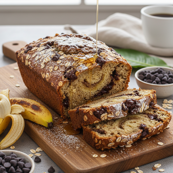 Heavenly Banana Oat Chocolate Bread recipe