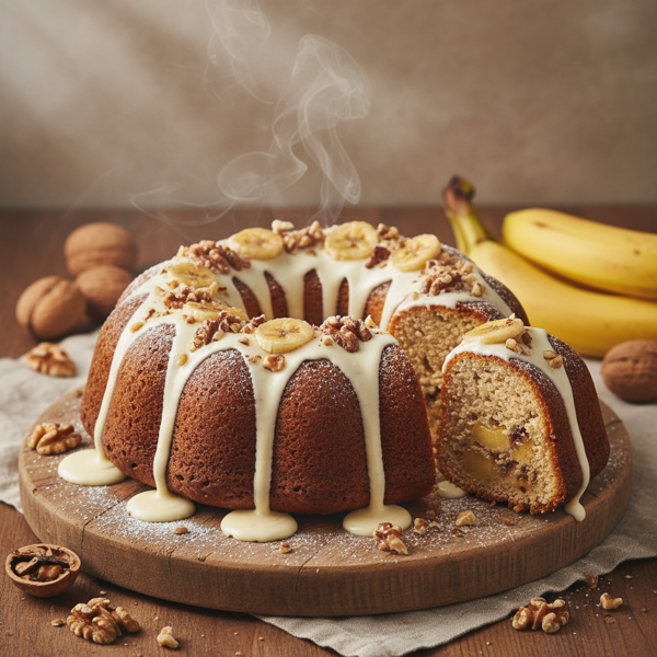 Heavenly Banana Walnut Bundt Cake recipe