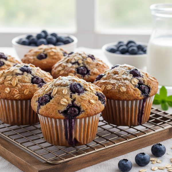 Heavenly Blueberry Oat Muffins recipe