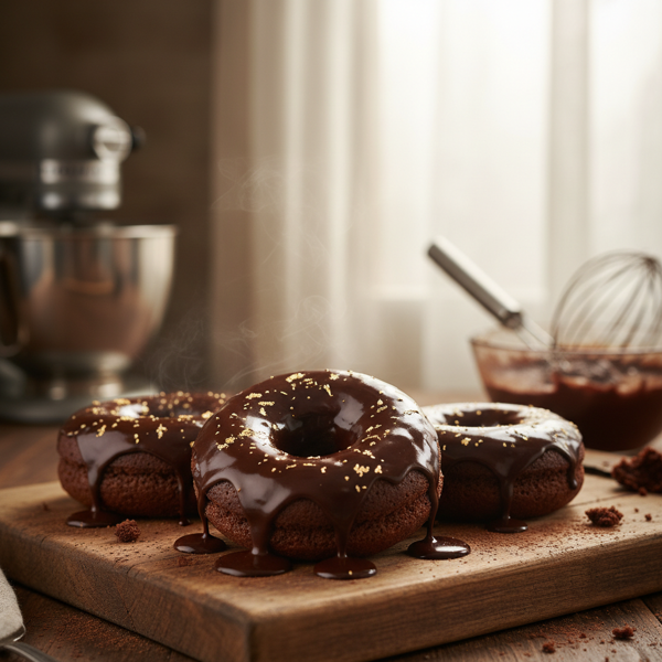 Heavenly Chocolate Glazed Cake Doughnuts recipe