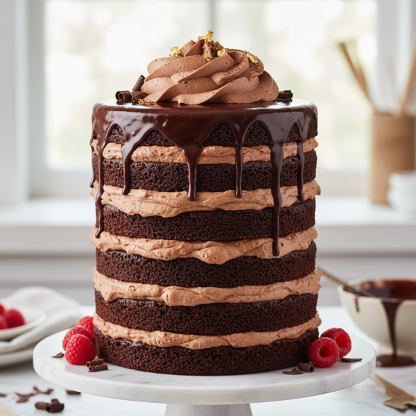 Heavenly Chocolate Mousse Layer Cake recipe