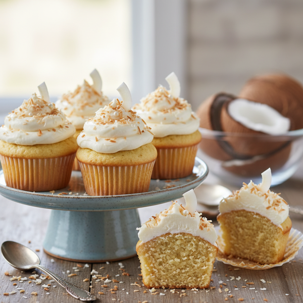 Heavenly Coconut Delight Cupcakes with Creamy Frosting recipe