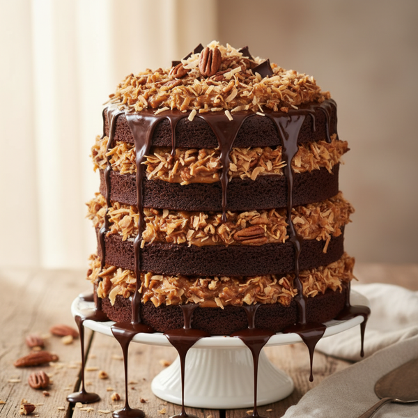 Heavenly Coconut Pecan Chocolate Cake recipe