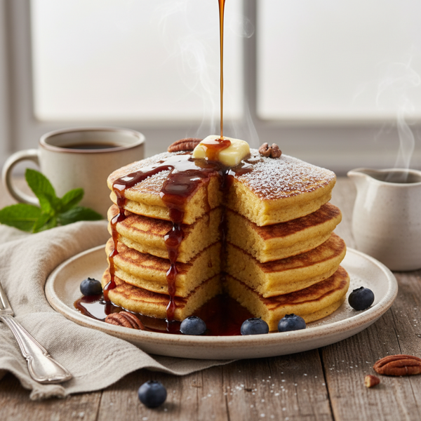 Heavenly Cornmeal Molasses Pancakes recipe