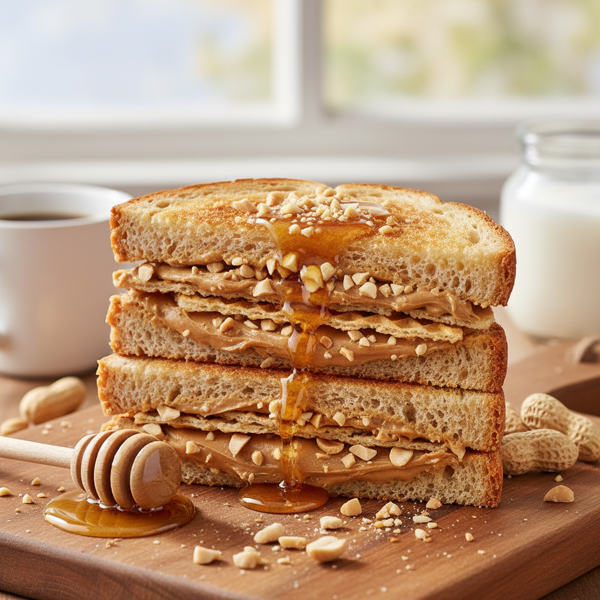 Heavenly Crunchy Peanut Butter & Honey Delight Sandwich recipe