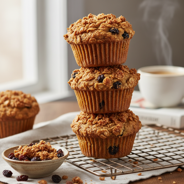 Heavenly Crunchy Raisin-Bran Muffins recipe