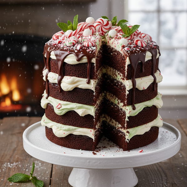 Heavenly Dark Chocolate Peppermint Layer Cake recipe