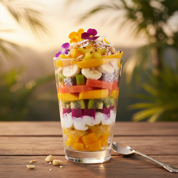 Heavenly Layered Tropical Fruit Salad recipe