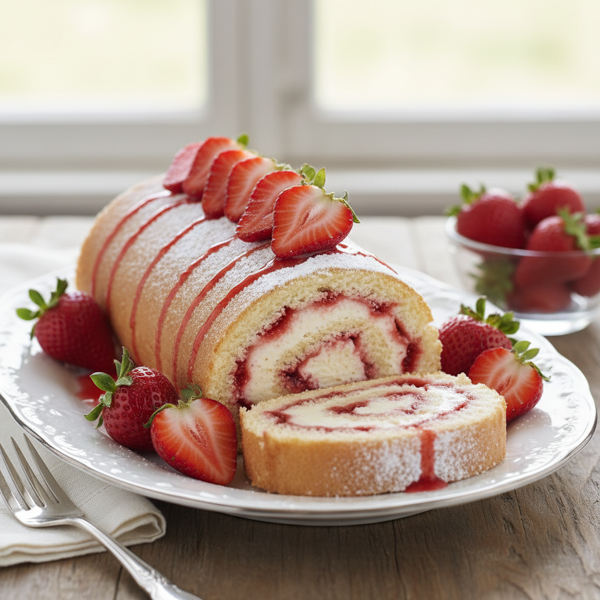 Heavenly Low-Fat Strawberry Swirl Cake Roll recipe
