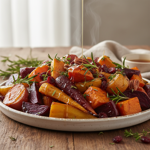 Heavenly Maple Glazed Root Veggie Medley recipe