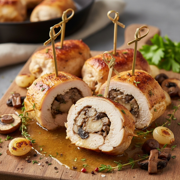 Heavenly Mushroom-Stuffed Chicken Rolls recipe