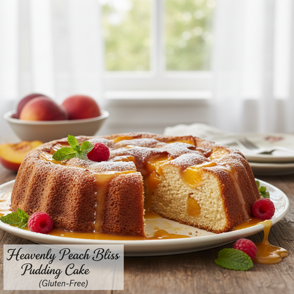 Heavenly Peach Bliss Pudding Cake (Gluten-Free) recipe
