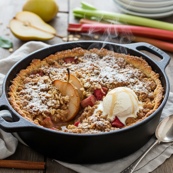 Heavenly Pear & Rhubarb Dutch Oven Delight recipe