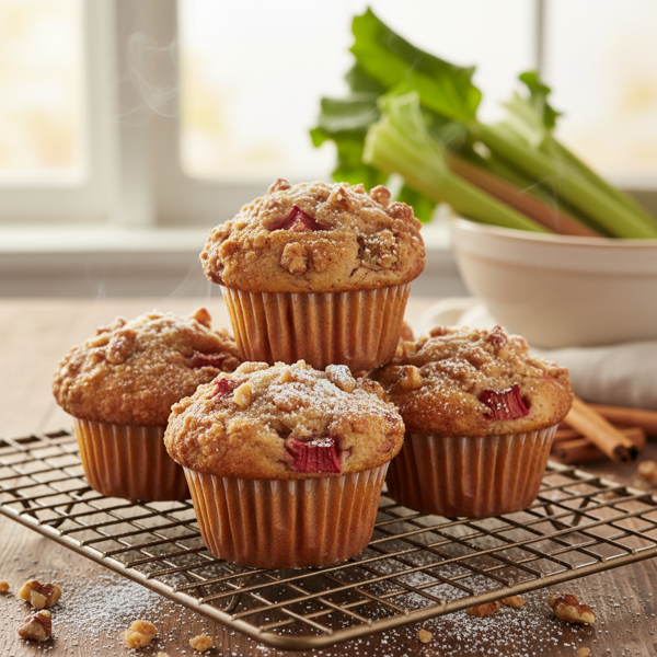 Heavenly Rhubarb Cinnamon Muffins recipe