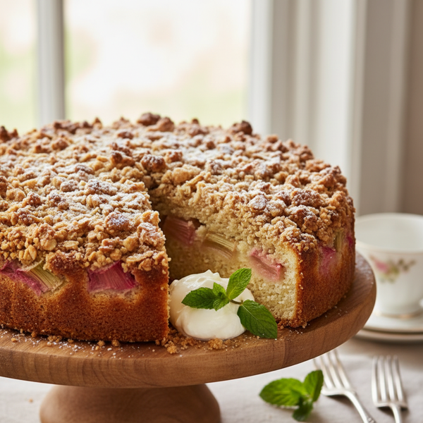 Heavenly Rhubarb Crumble Cake recipe