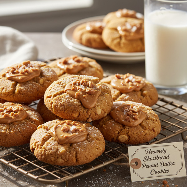 Heavenly Shortbread Peanut Butter Cookies recipe
