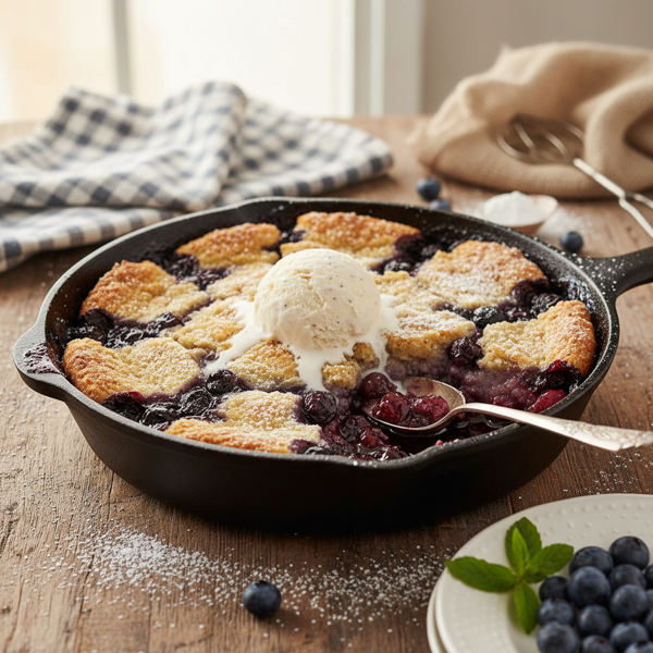 Heavenly Skillet Blueberry Cobbler Delight recipe