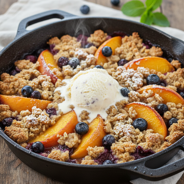 Heavenly Skillet Blueberry Peach Delight recipe