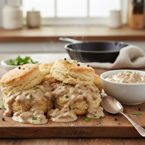 Heavenly Southern Biscuits with Savory Sausage Gravy recipe