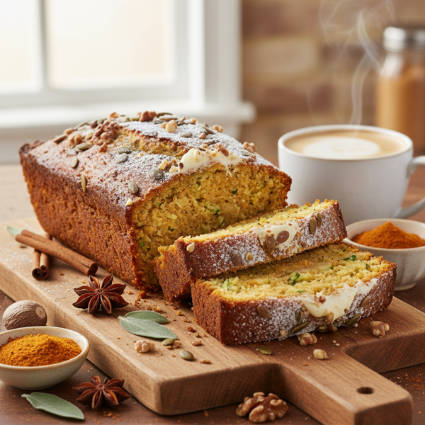 Heavenly Spiced Pumpkin Banana Zucchini Loaf recipe