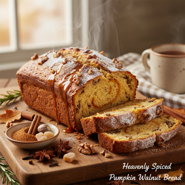 Heavenly Spiced Pumpkin Walnut Bread recipe