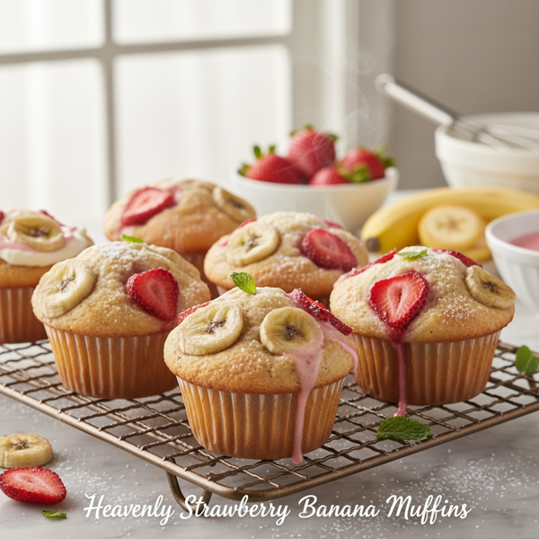 Heavenly Strawberry Banana Muffins recipe