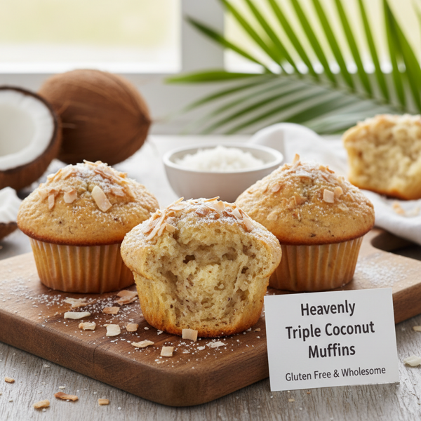 Heavenly Triple Coconut Muffins (Gluten Free & Wholesome) recipe