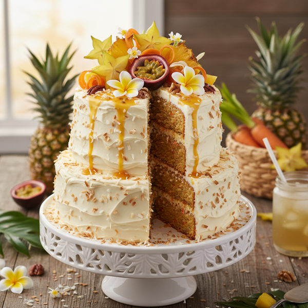 Heavenly Tropical Pineapple-Carrot Delight Cake recipe