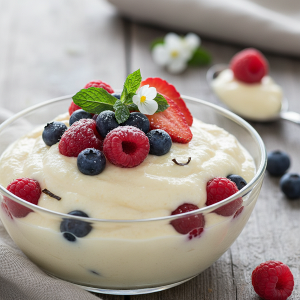 Heavenly Vanilla Farina Pudding with Berries recipe