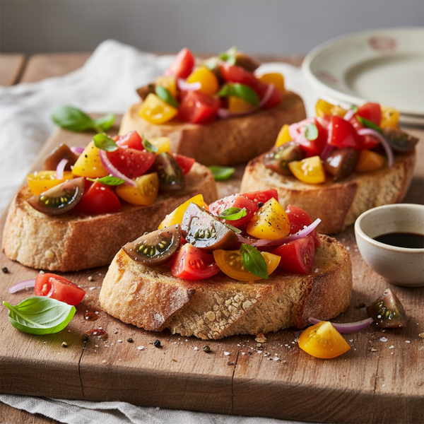 Heirloom Tomato Bruschetta on Rustic Sourdough recipe